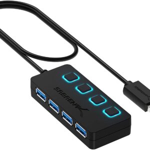 Sabrent 4-Port USB 3.0 Data Hub with Individual LED Power Switches